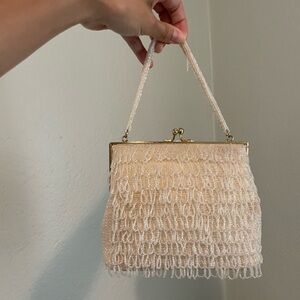 Chic Cream Beaded Mini Bag
